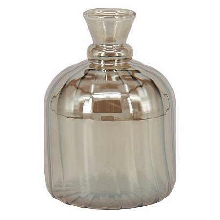VASO DE VIDRO METALIZADO AMBAR 6,5CM X 6,5CM X 10CM