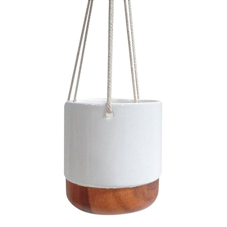 CACHEPOT DE CERAMICA PARA PAREDE BRANCO E TERRA COTA COM ALC