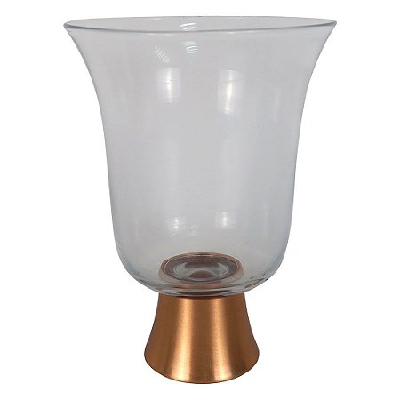 VASO DE VIDRO E METAL DOURADO 10,4CM X 14CM