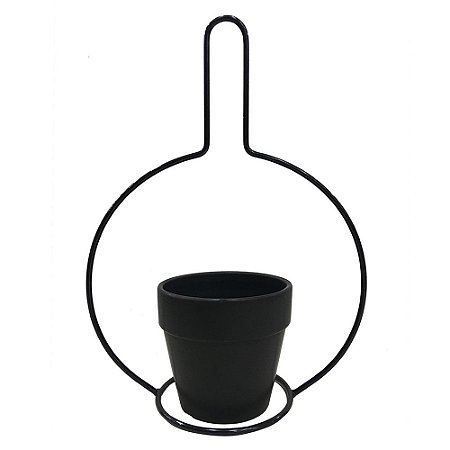 CACHEPOT DE CERAMICA COM SUPORTE DE METAL 12CM X 11CM