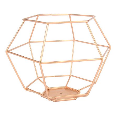VASO GEOMETRICO DE METAL ROSE 16,5CM X 16,5CM X 12,5CM