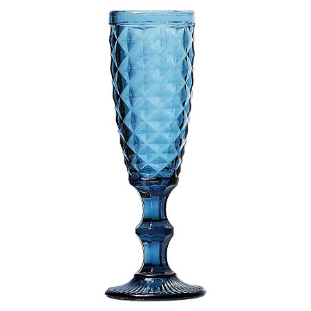 CJ TACASS DE CHAMPAGNE DE VIDRO AZUL  6 PCS 5,8CM X 19,8CM