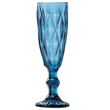 CJ TACAS DE CHAMPAGNE DE VIDRO AZUL  6 PCS 5,8CM X 19,8CM