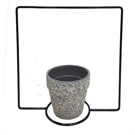 CACHEPOT DE CERAMICA COM SUPORTE DE METAL 12CM X 11CM