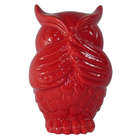CORUJA DECORATIVA QUE NAO FALA  - VERMELHA  - 11X10X16 CM
