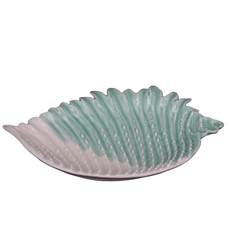 TRAVESSA DE CERAMICA COM FORMATO DE CONCHA DO MAR 18CM X 16C