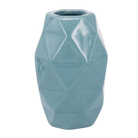 MINI VASO DE CERAMICA  AZUL TURQUESA 7,5CM X 7,5CM X 12CM