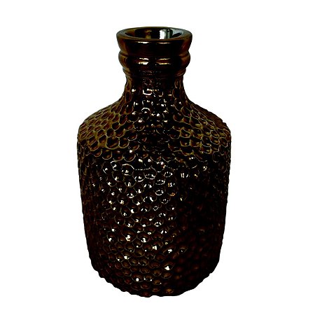 VASO DECORATIVO DE CERAMICA DOURADO10CM X 10CM X 15,5CM