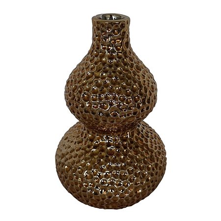 VASO DECORATIVO DE CERAMICA - DOURADO10CM X 10CM X 15CM