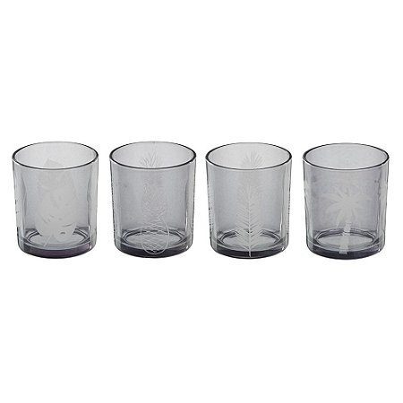 CONJ. DE CASTICAIS DE VIDRO  4 PCS 7CM X 7CM X 7CM