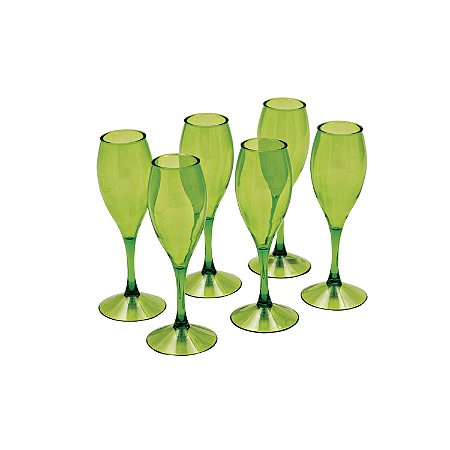 CJ DE TACAS CHAMPAGNE ACRILICO VERDE 6 PCS