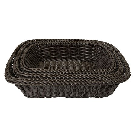 CONJ. DE CESTOS EM FIBRA SINTETICA MARROM  3 PCS G  30CM X 2