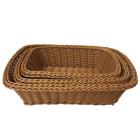 CONJ. DE CESTOS EM FIBRA SINTETICA BEGE  3 PCS G  30CM X 23C