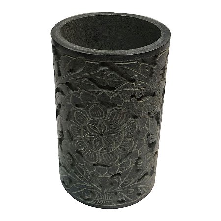 PORTA ESCOVA DE DENTE EM PEDRA CINZA ESCURO 7,5CM X 10CM