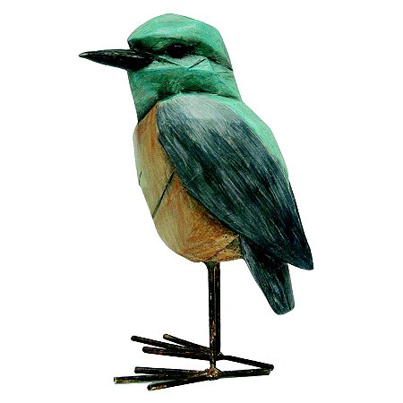 PASSARO DECORATIVO DE RESINA E METAL - COLORIDO