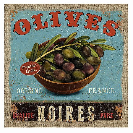 TELA DECORATIVA OLIVES NOIRES 38CM X 38CM X 2,5CM
