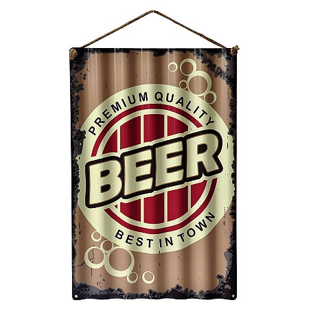PLACA DECORATIVA DE METAL ONDULADO BEER 40CM X 30CM X 0,6CM