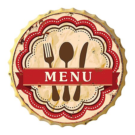 PLACA DECORATIVA DE FERRO MENU 33CM X 33CM X 4,5CM
