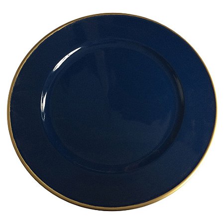 SOUSPLAT DE RESINA C/ BORDA OURO - AZUL MARINHO