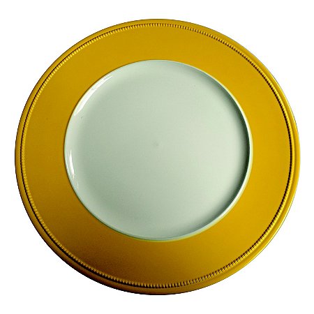 SOUSPLAT DE RESINA BRANCO C/ BORDA AMARELO
