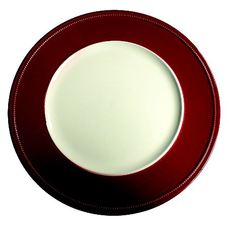 SOUSPLAT DE RESINA BRANCO C/ BORDA VERMELHA