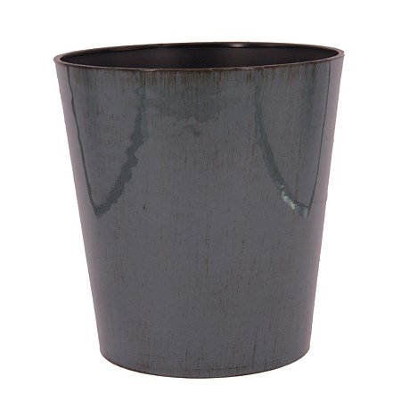 VASO DECORATIVO EM PLASTICO CINZA 16,5CM X 12,5CM X 17CM