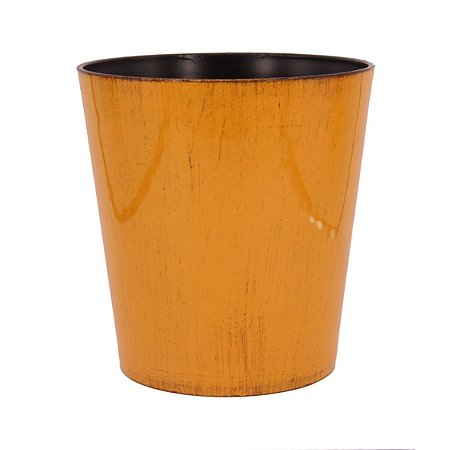VASO DECORATIVO EM PLASTICO AMARELO 16,5CM X 12,5CM X 17CM