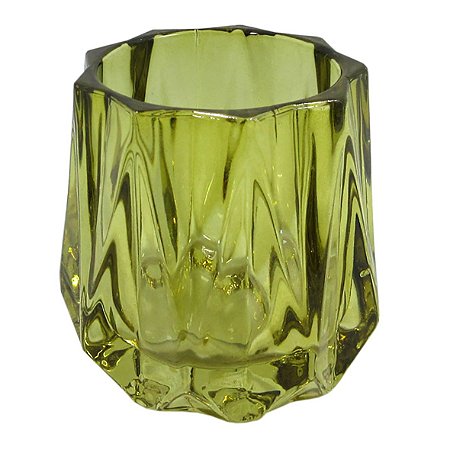 CJ DE CASTICAIS DE VIDRO VERDE OLIVA  4PCS 7,5CM X 7,5CM