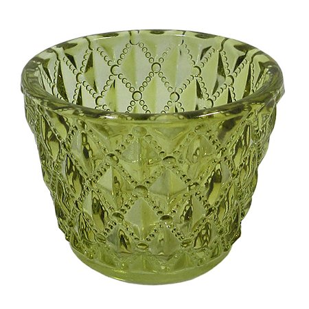 CJ DE CASTICAIS DE VIDRO VERDE OLIVA  4PCS 7,5CM X 6CM