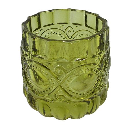 CJ DE CASTICAIS DE VIDRO VERDE OLIVA  4PCS 6,7CM X 7CM