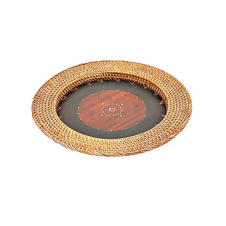 FRUTEIRA DE MADEIRA COM RATTAN