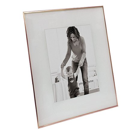 PORTA RETRATO EM VIDRO E METAL COBRE 23CM X 1CM X 28CM
