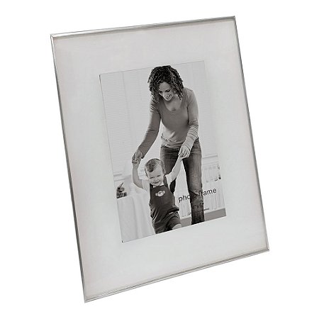 PORTA RETRATO EM VIDRO E METAL PRATEADO 18CM X 1CM X 23CM