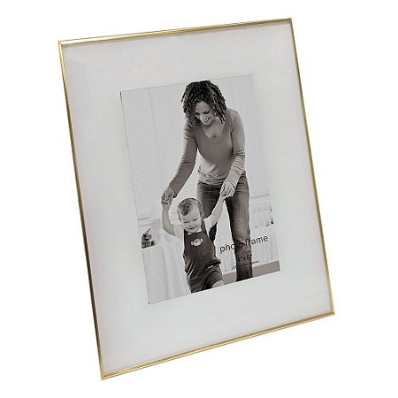 PORTA RETRATO EM VIDRO E METAL DOURADO 18CM X 1CM X 23CM