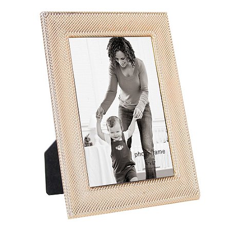 PORTA RETRATO EM VIDRO E METAL COBRE 16CM X 2CM X 21CM