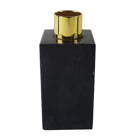 CASTICAL EM METAL DOURADO COM BASE EM MARMORE PRETO 4,5 CM X