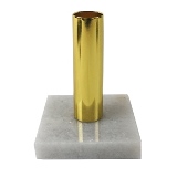 CASTICAL EM METAL DOURADO COM BASE EM MARMORE BRANCO 8CM X 8