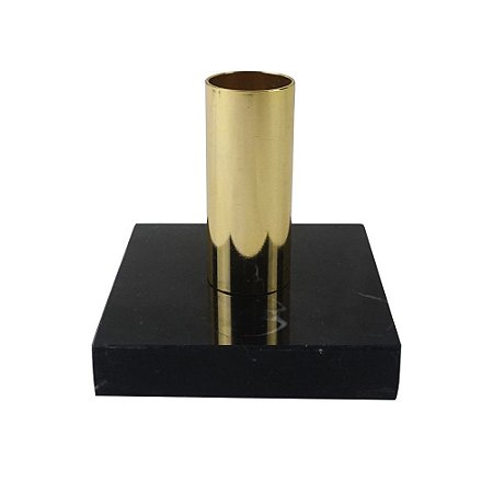 CASTICAL EM METAL DOURADO COM BASE EM MARMORE PRETO 8CM X 8C