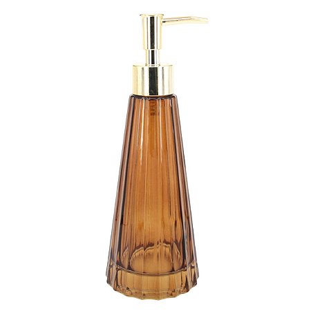 PORTA SABONETE LIQUDO DE VIDRO MARROM 8,5CM X 22,5CM
