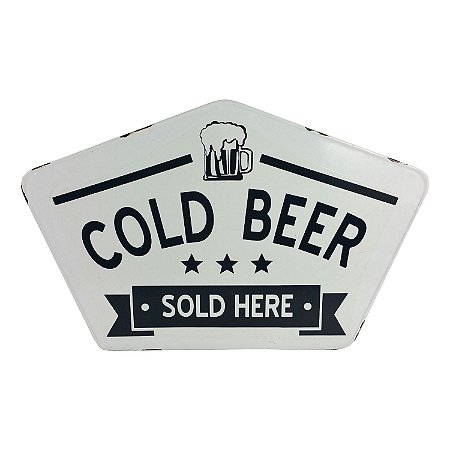 PLACA DECORATIVA EM METAL COLD BEER 55,5CM X 0,9CM X 36CM