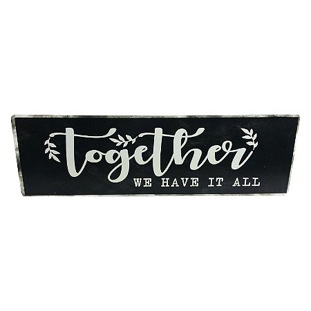 PLACA DECORATIVA EM METAL TOGETHER 49CM X 0,6CM X 15CM