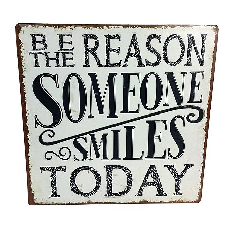 PLACA DECORATIVA EM METAL SOMEONE 26,5CM X 0,6CM X 26,5CM