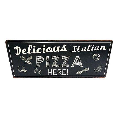 PLACA DECORATIVA EM METAL PIZZA 30,5CM X 0,60CM X 12,8CM