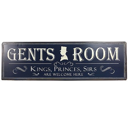 PLACA DECORATIVA DE FERRO - GENTS ROOM 48CM X 15 CM