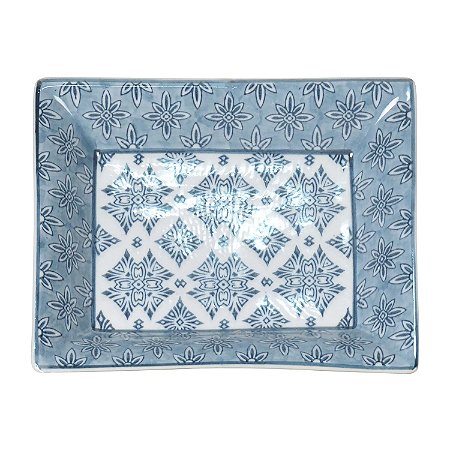 PRATO DE PORCELANA AZUL CLARO 19,5CM X 16,5CM X 3,5CM