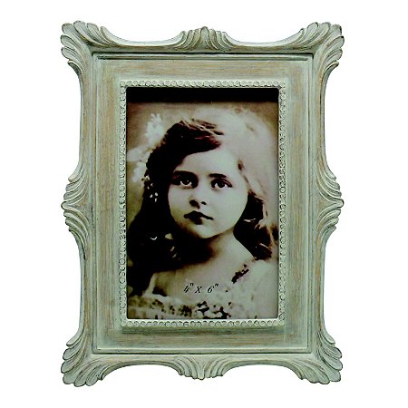 PORTA RETRATO DE RESINA C/ ACABAMENTO PROVENSE NATURAL