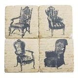 CJ PORTA COPOS DE RESINA ENVELHECIDA 4 PCS