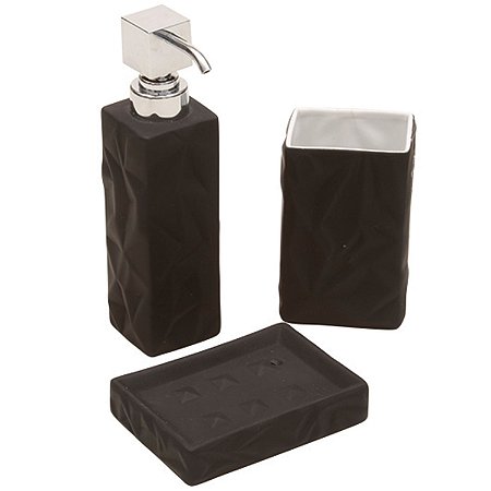 KIT BANHEIRO EMBORRACHADO PRETO - 3 PCS