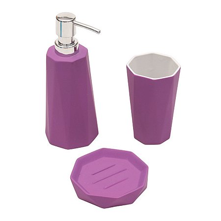 KIT BANHEIRO EMBORRACHADO ROXO - 3 PCS