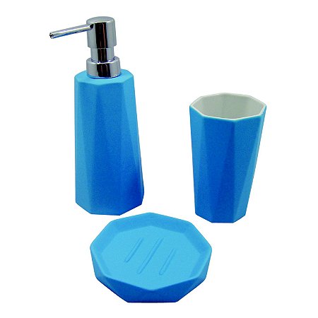 KIT BANHEIRO EMBORRACHADO AZUL - 3 PCS